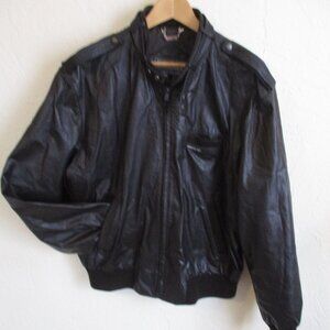 80's Members Only Leather Cafe Racer Jacket Size 44 Espresso Brown